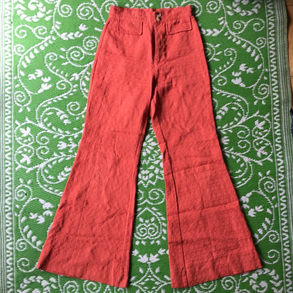 Urban Outfitter Orange textured Bell Bottom Pants